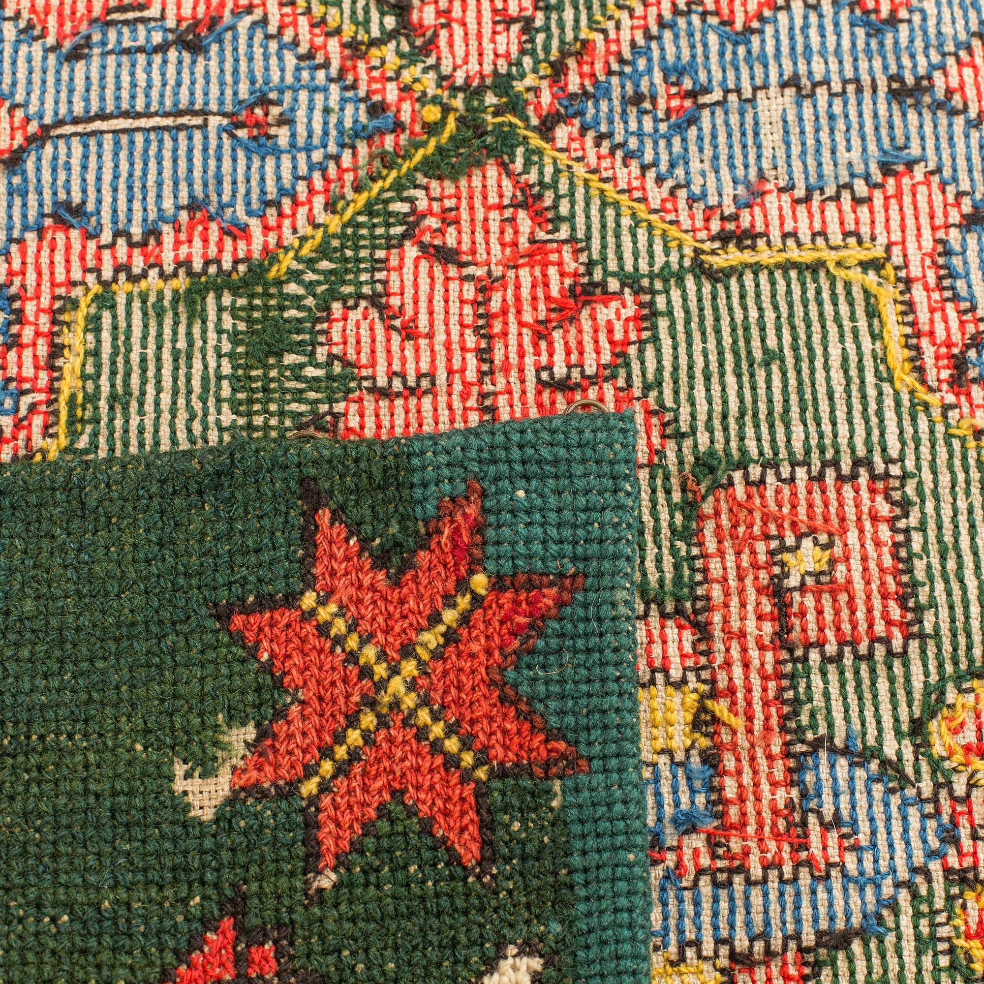 AGEDYNA (Åkdyna), twistsöm/korsstygn, Skåne, monogram EKD, daterad 1823. Ca 107 x 55,5 cm.