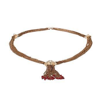 CHANEL, a gold colored metal necklace.