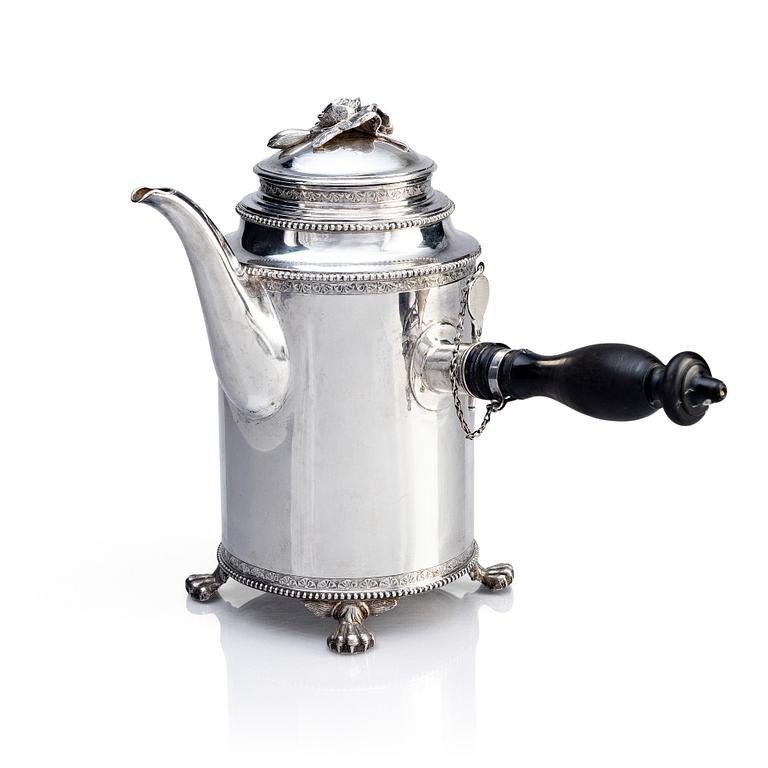 A Swedish Gustavian 18th century silver coffee-pot, mark of Petter Eneroth, Stockholm 1787.