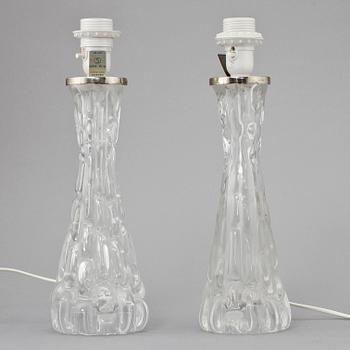 BORDSLAMPOR, ett par, Orrefors, 1900-tal.