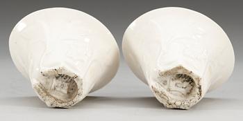 A pair of blanc de chine libation cups, Qing dynasty, Qianlong (1736-95). (2).