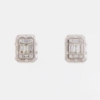 Baguette and brilliant cut diamond earrings.