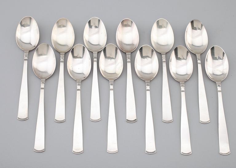 BORDSSKEDAR, 12 st, silver, "Rosenholm", GAB, bla 1972. Total vikt 489 g.