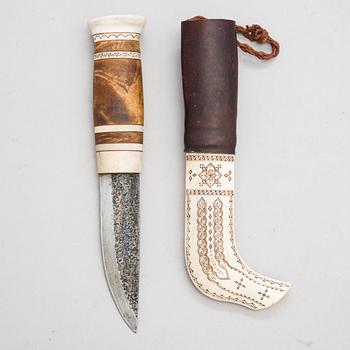 Sami knife / a sami handicraft / duodji knife signed MF, second half of the 20th century.