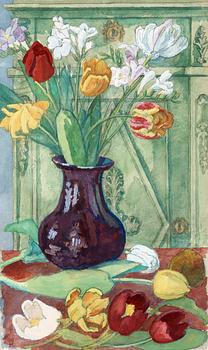 44. Hilding Linnqvist, Still life with tulips.