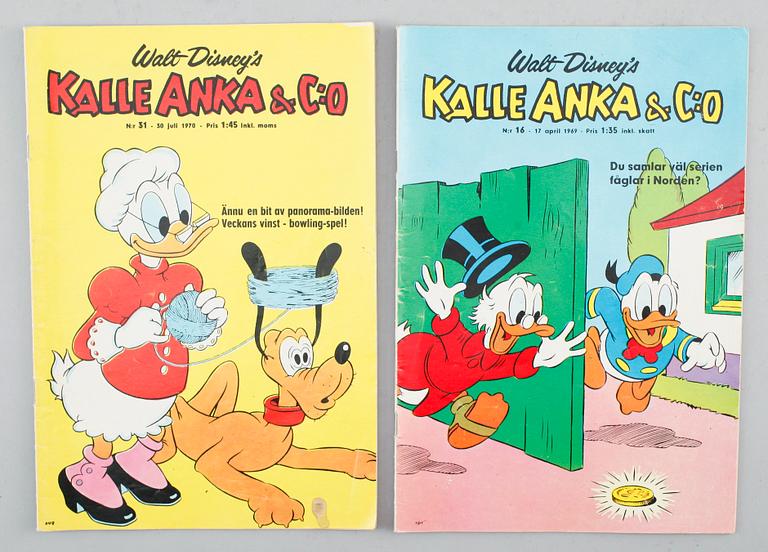 SERIETIDNINGAR, ca 184 st, Kalle Anka & Co, ca 1950-1980-tal.