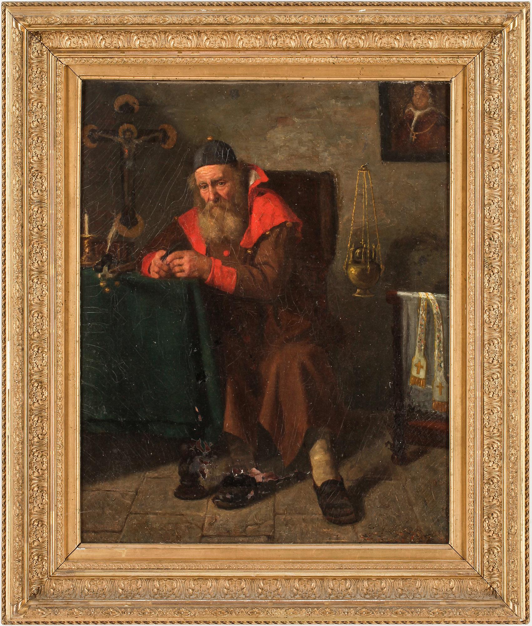 OKÄND KONSTNÄR, olja på duk, otydlig signatur, 1800-tal.