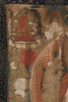 THANGKA, Tsong Khapa, tibeto-kinesisk, 1700-tal/tidigt 1800-tal.