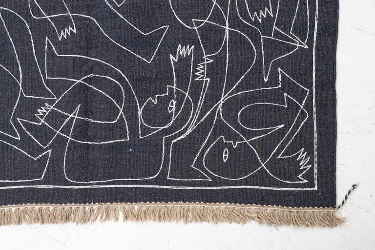 Matta, handbroderad Kelim, 183 x 126 cm.