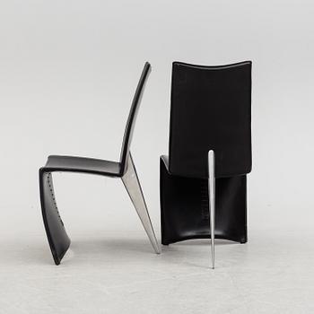 A Philippe Starck 'J Serie Lang' black leather and cast aluminium lounge chair, by Aleph, Italy.