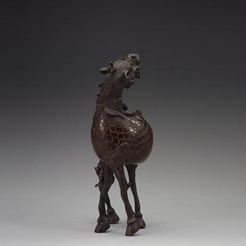 A Japanese bronze censer with cover, 19th Century.