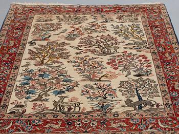 A RUG, an old Qum, figural, Iranian, ca 211-213,5 x 143,5-148 cm.