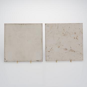 RUT BRYK, TWO CERAMIC WALL RELIEFS. Sign. Bryk, II/I och Bryk II. Arabia 1959.