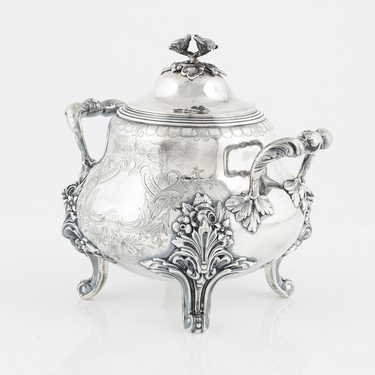 A Swedish 19th Century silver bowl with lid, marks of Lars Larson & Co, Gothenburg 1873.