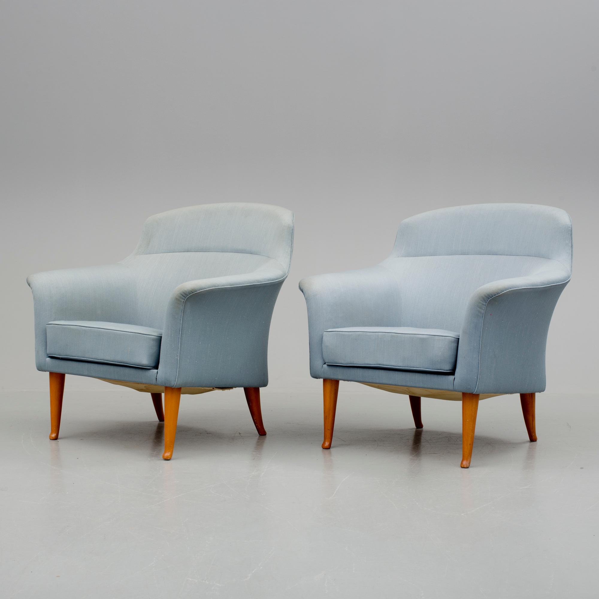 FÅTÖLJER, ett par,"Greta", Kerstin Hörlin-Holmqvist, för Nordiska Kompaniet (NK), 1960-tal.