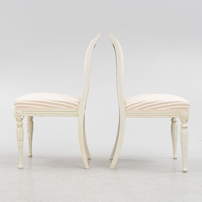 A pair of late Gustavian chairs, Stockholm, late 18th century.