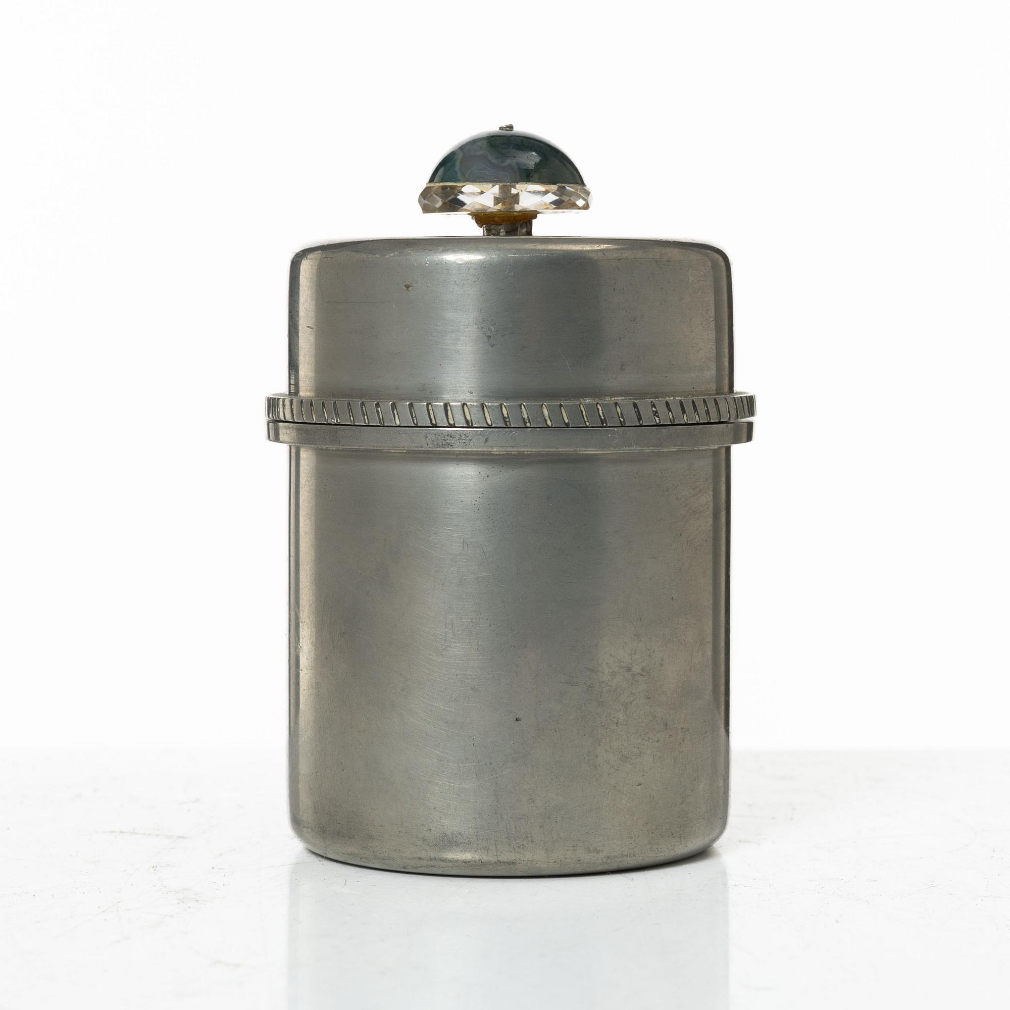 Firma Svenskt Tenn, probably Estrid Ericson & Nils Fougstedt, a pewter lidded jar, Stockholm, 1954.