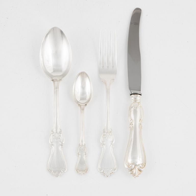 A 48-piece silver cutlery, model 'Olga', including CG Hallberg, Stockholm 1959 and SABE, 1994.