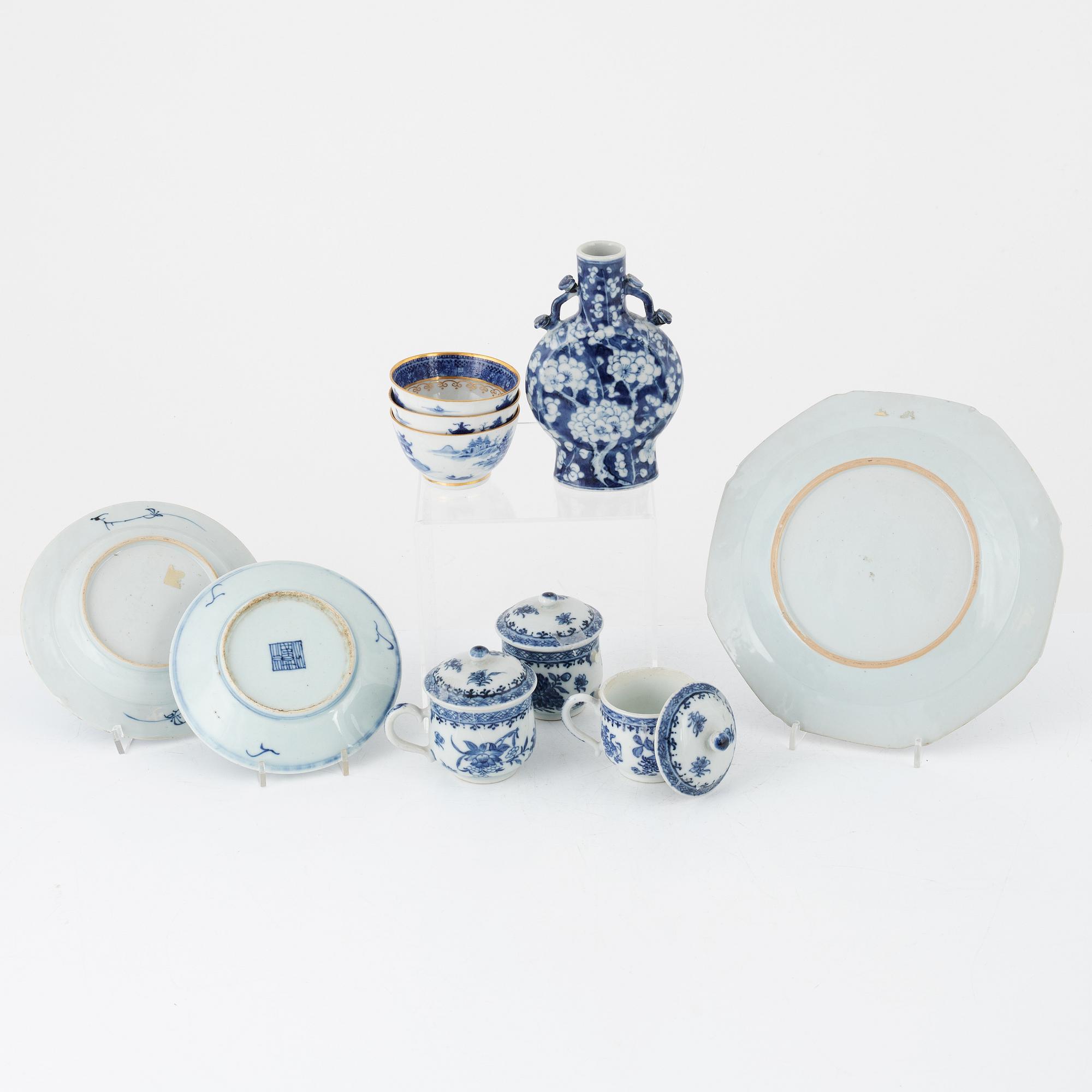 Parti porslin, 9 delar, Kina, 1700-1800-tal.