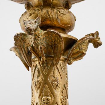 ALTARLJUSSTAKAR, 1 par, mässing, sydeuropa, 1800-tal.