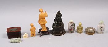 PARTI ASIATISKT, 10 delar, trä, metall, sten, glas, sydostasien, tidigt 1900-tal.