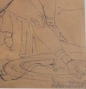 Jonas Åkerström, attributed to, ink drawing, inscribed "Åkerström".
