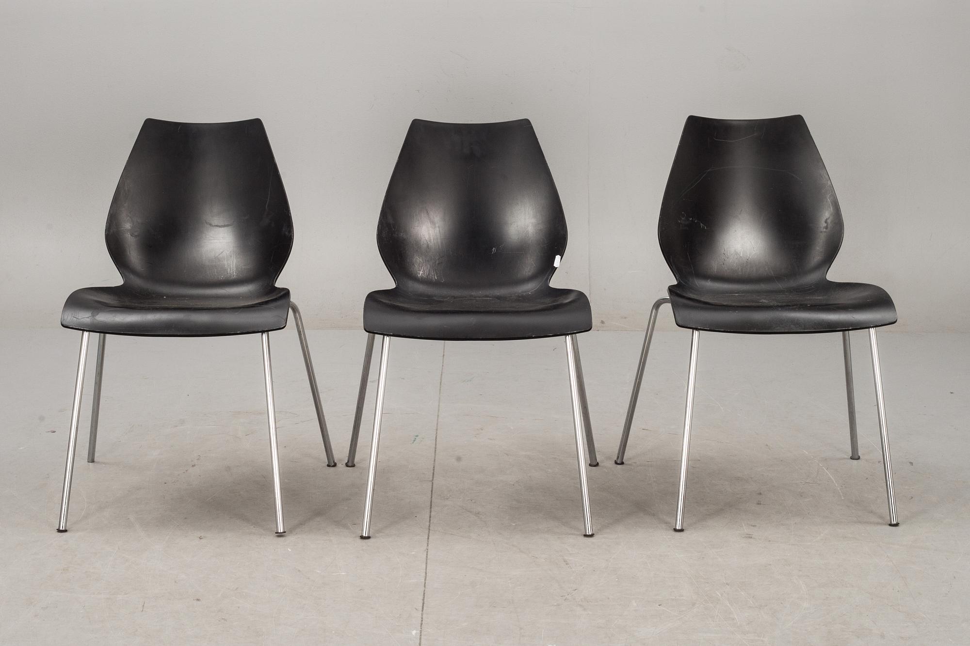 STOLAR, 3 st, "Maui", Vico Magistretti för Kartell, Italien, märkta.