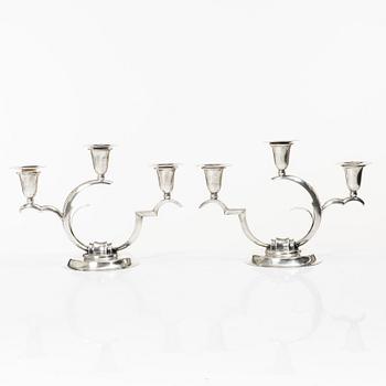 A pair of sterling silver Art Deco candelabras, Salvador de la Serna, Mexico, first half of the 20th century.