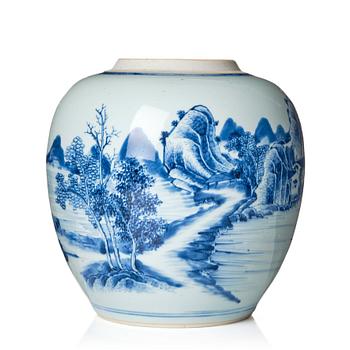 1062. A large blue and white  jar, Qing dynasty, early 18th Century.