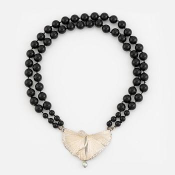 Etsuko Minowa, sterling silver with calibrated black stone bead necklace.