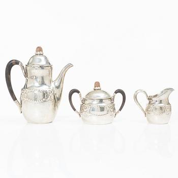 Evald Nielsen, Coffee service, 3 pieces, silver, Denmark 1920.