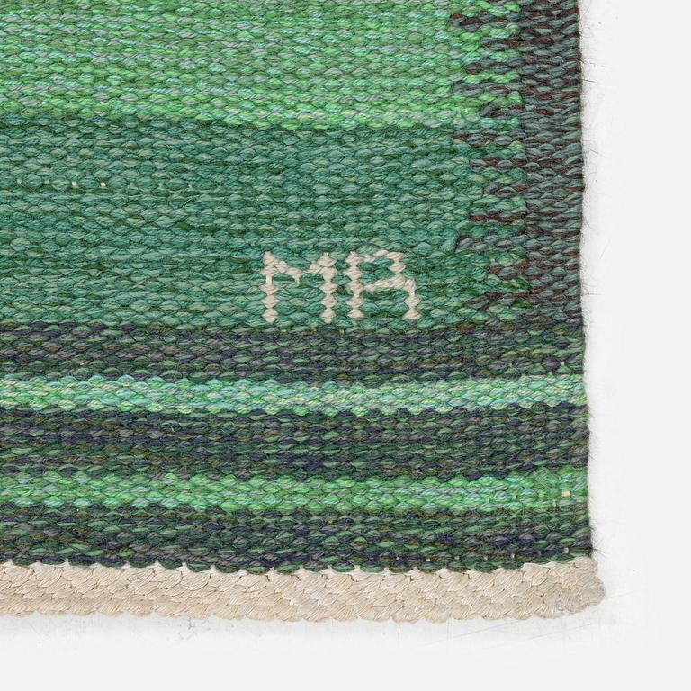 Marianne Richter, a carpet, 'Randig i Fasads färger', flat weave, c. 230 x 232 cm, signed AB MMF MR.