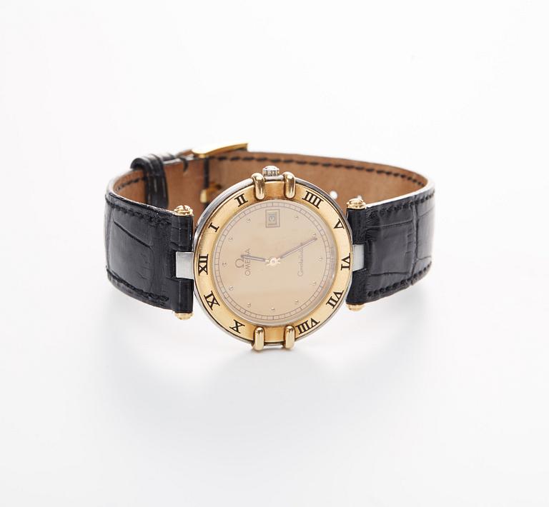 ARMBANDSUR. Omega Constellation, guld och stål. 1990-tal.