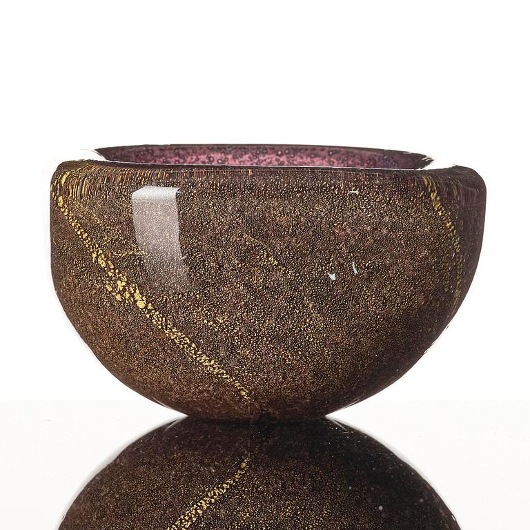 Carlo Scarpa, skål, "Sommerso a bollicine", modellnummer 3565, Venini, Murano Italien, ca 1935-43.