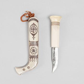 Ingvar Svonni, a reindeer antler knife, signed.