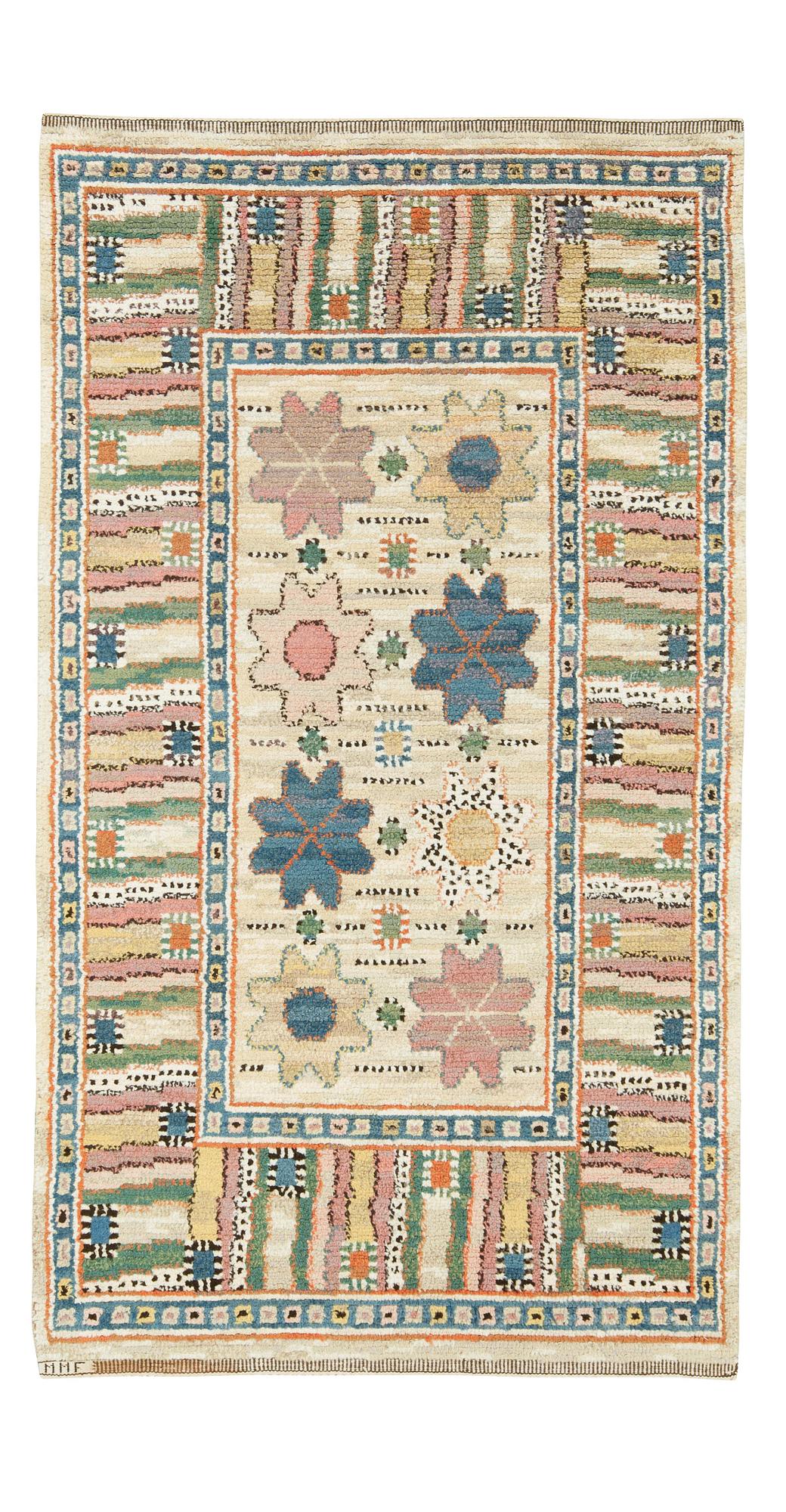 MATTA. "Scholanders matta". Flossa. 218,5 x 124 cm. Signerad MMF.