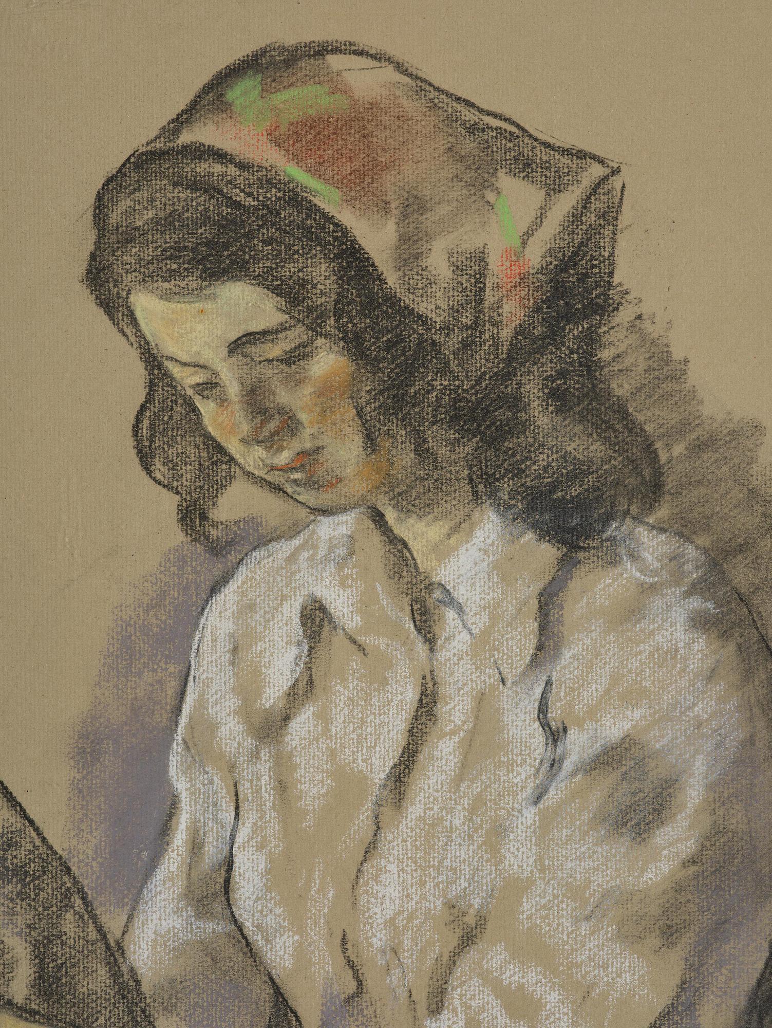 Lotte Laserstein, Seated girl with a shawl.