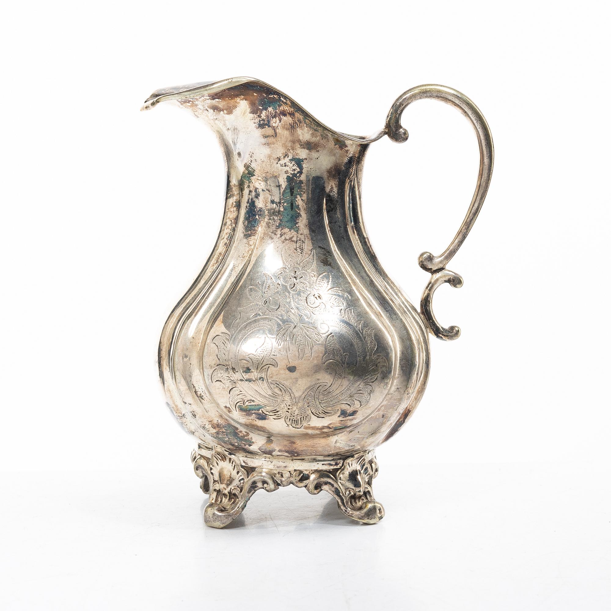A Swedish silver coffee pot, mark of Christian Hammer, Stockholm 1856.