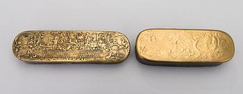 Ten 19th century snuff boxes, one from the 18th century. Sweden, Finland, Holland.