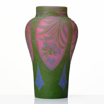 Axel Enoch Boman, a unique Art Nouveau cameo glass vase, Reijmyre, Sweden 1913, no 312.