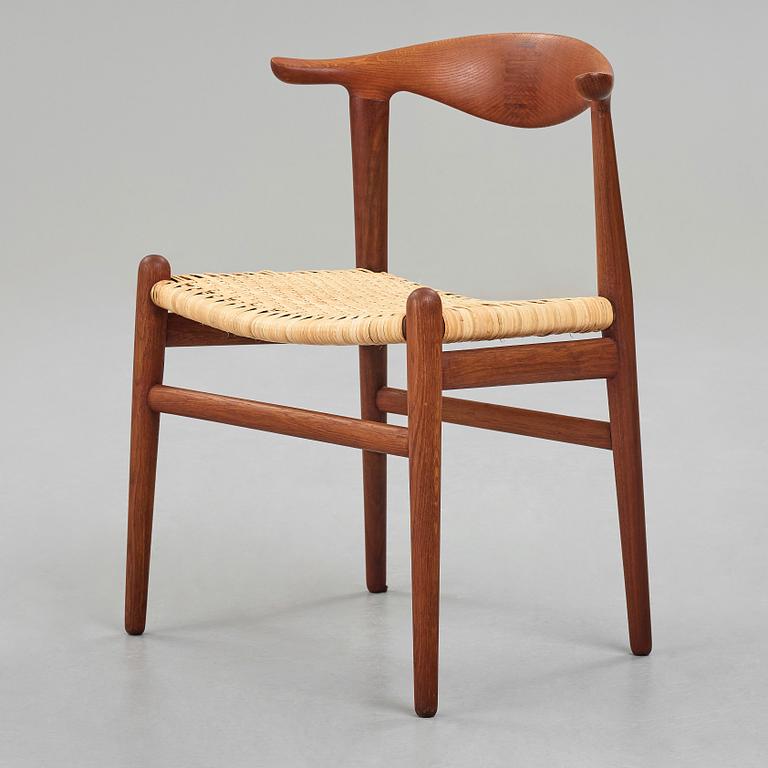 HANS J WEGNER, a teak, oak and cane "Cowhorn chair", JH 505, Johannes Hansen, Denmark 1950-60's.