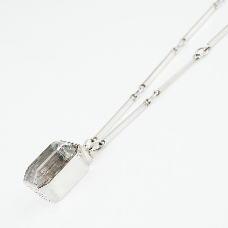 Wiwen Nilsson, a rock crystal and sterling silver necklace and pendant, Lund Sweden 1942.