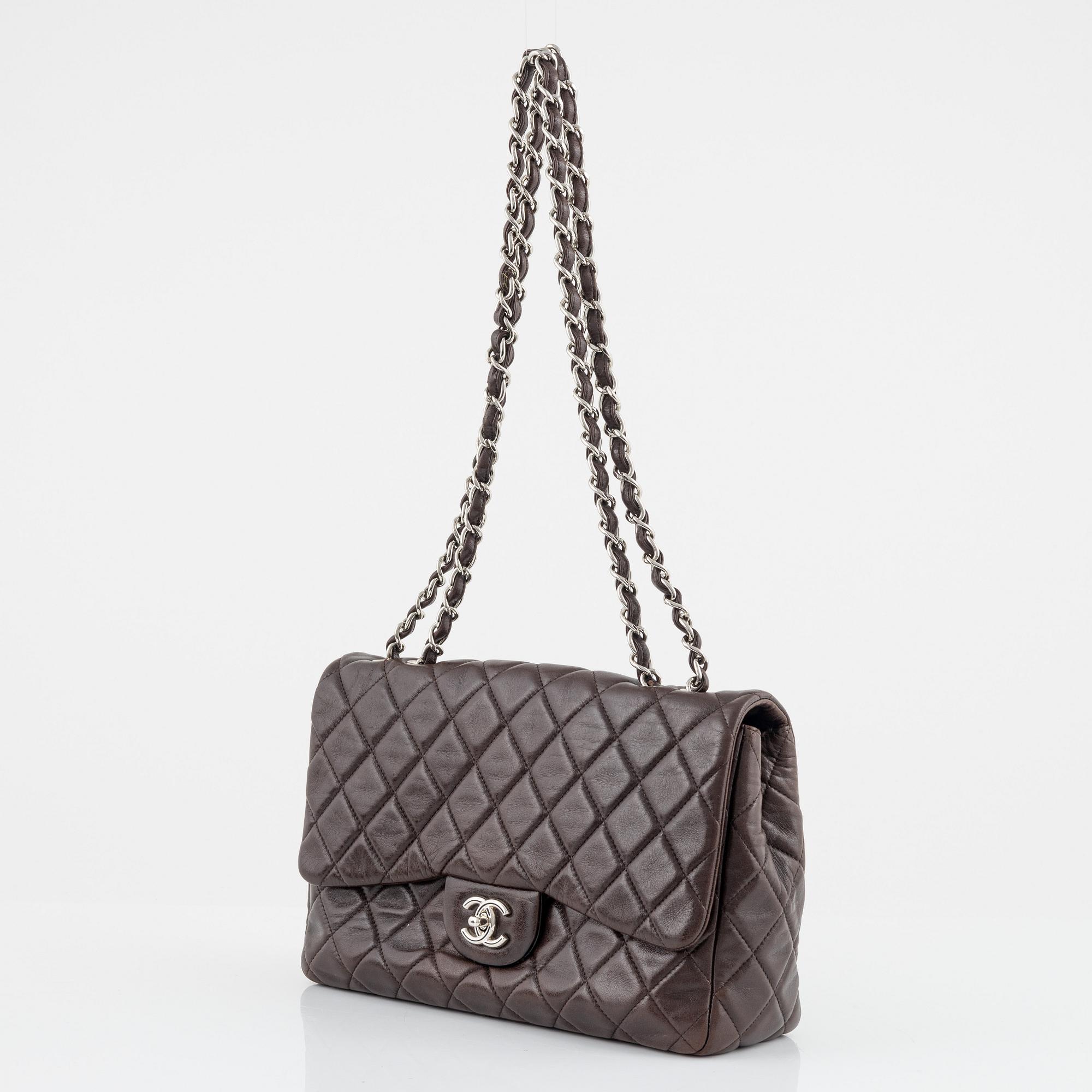 Chanel, a chocolate brown leather 'Single Flap Bag', 2015-16.