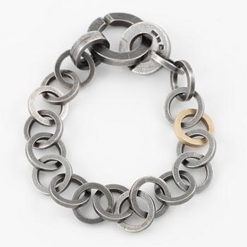 Bracelet, necklace, a pair of earrings, and a ring, Pia Rauff, silver with small diamonds.