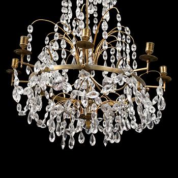 A Gustavian-style eight light chandelier, 20th ct, some parts older.