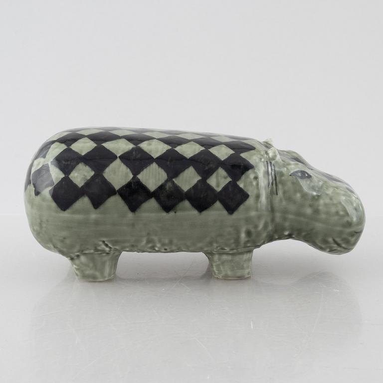 Lisa Larson, figurin, stengods, "Flodhäst" ur serien "Stora zoo", Gustavsberg.