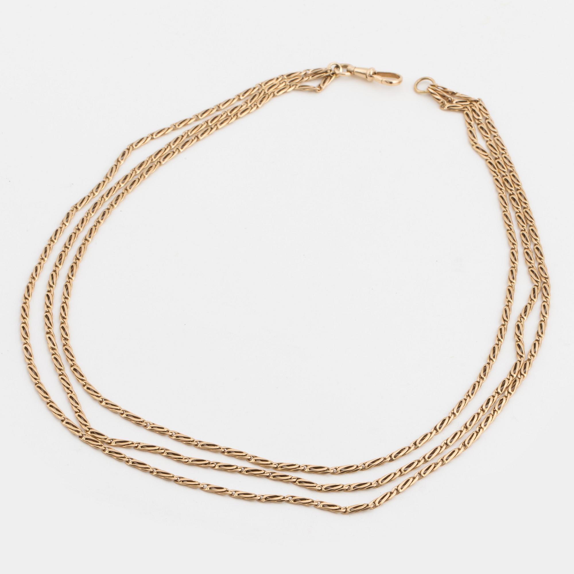 A fancy-link watch chain.