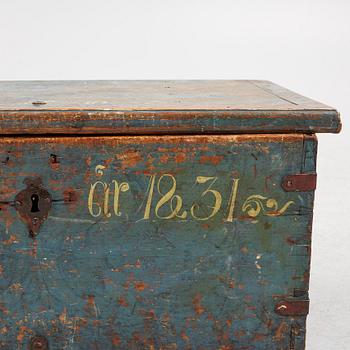 A painted chest, dated 1831.