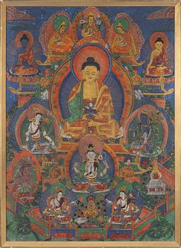 A Tibetan thangka, 20th century.