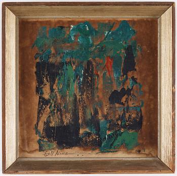 Adja Yunkers, mixed media on paper panel, indistictly signed with dedication to Nina.